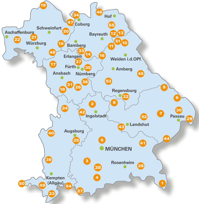 Karte Bayern Entdecker Stempelstationen